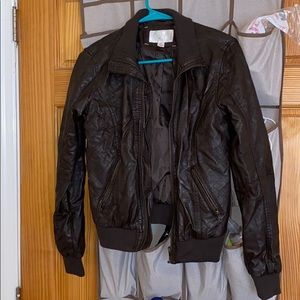 Leather bomber jacket